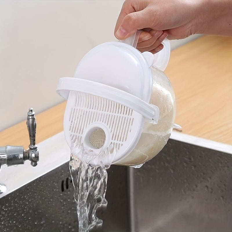 Portable Rice Washer Plastic Kitchen Tool Quick Wash Rice Strainer Bowl