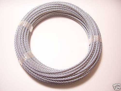 Galvanized Wire Rope Cable 1/4", 7x19, 100 ft coil
