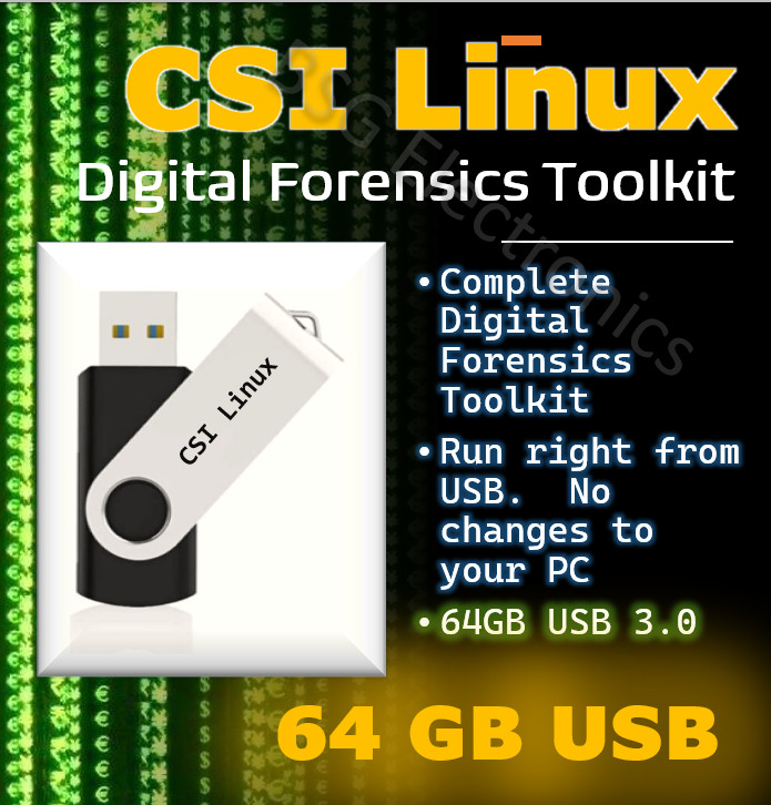 CSI Linux Digital Forensics Social Media Intelligence Recon OSNIT USB3 64GB
