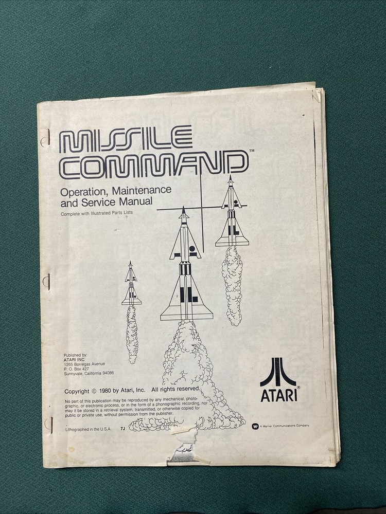 MISSILE COMMAND Operation, Maintenance and Service Manual ATARI