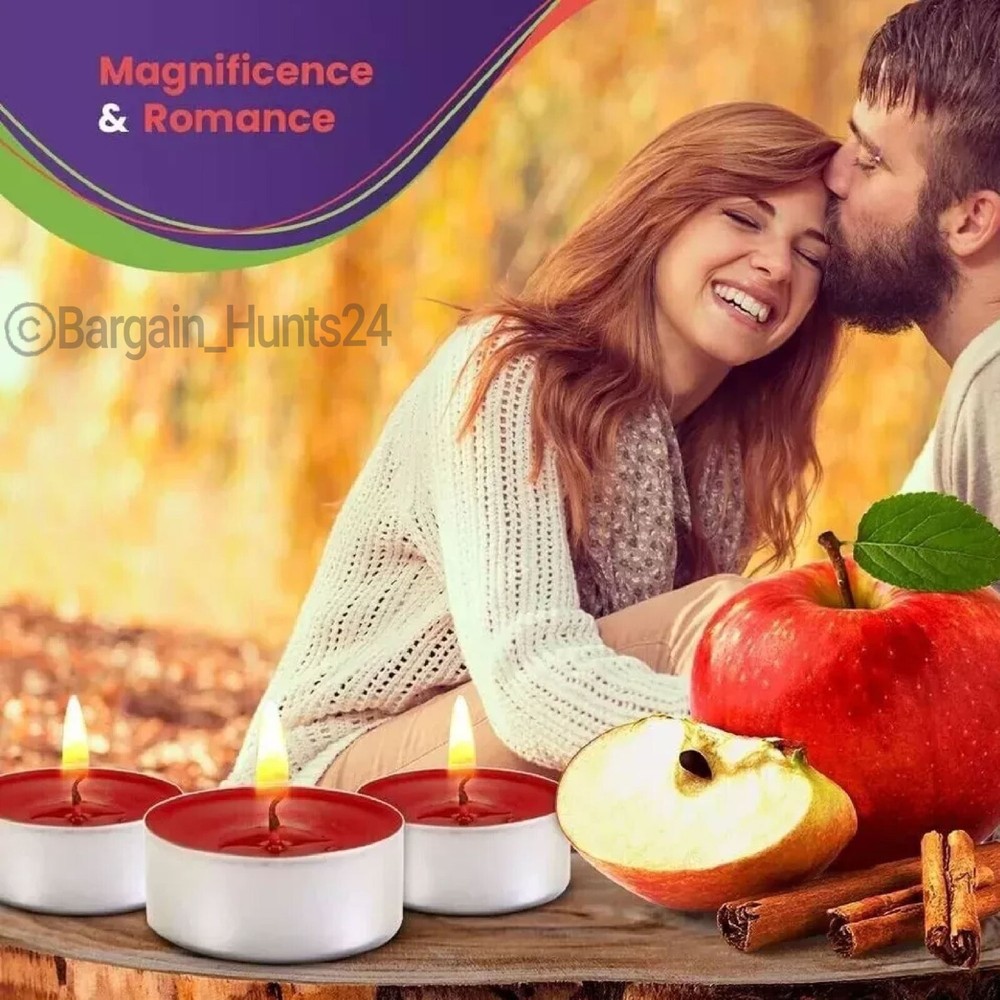 30Count Apple Cinnamon Tealight Candles Highly Scented Bulk 2.5 Hours Burn Time