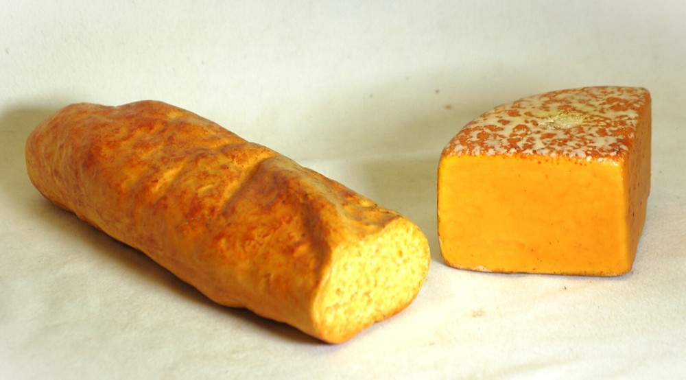 Artificial Baguette Bread & Cheese Wedge Bakery Realistic Display Food Staging