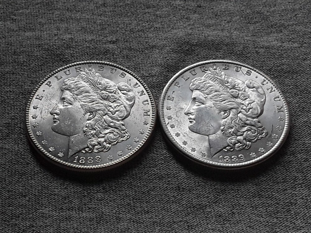 1888 AND 1889 MORGAN SILVER DOLLARS