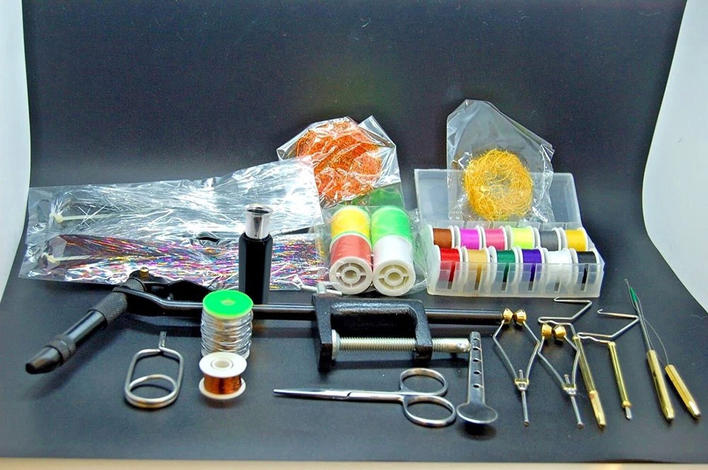 Fly Tying Tools Set, Thread, Vise, Hackle, Whip, Wire, Bodkin, Bobbin, Mylar