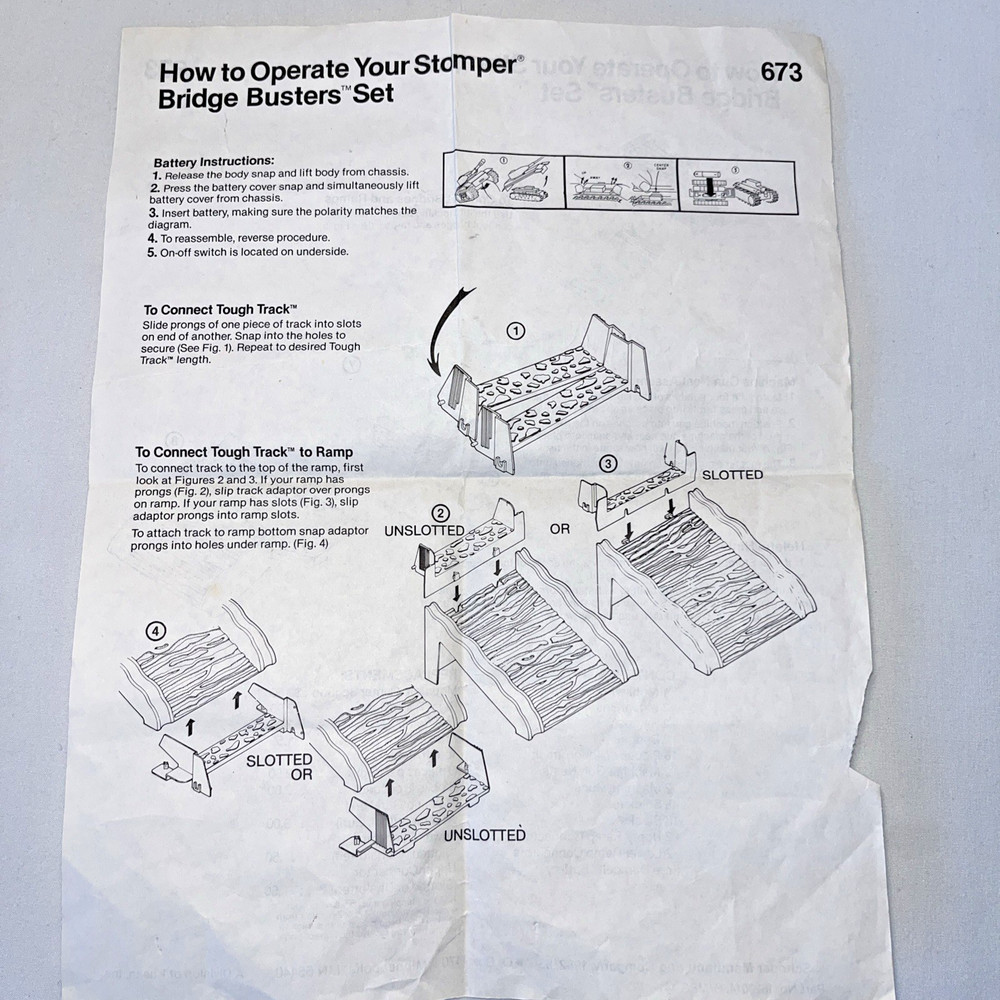 Schaper Stomper Bridge Busters Set 673 Instructions ONLY 1982