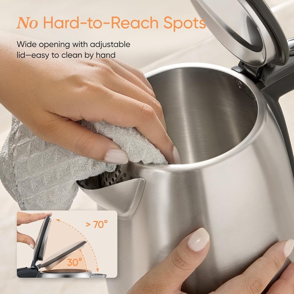 Electric Kettle Stainless Steel Tea Kettle 1.7L Fast Boil Auto Shut Off