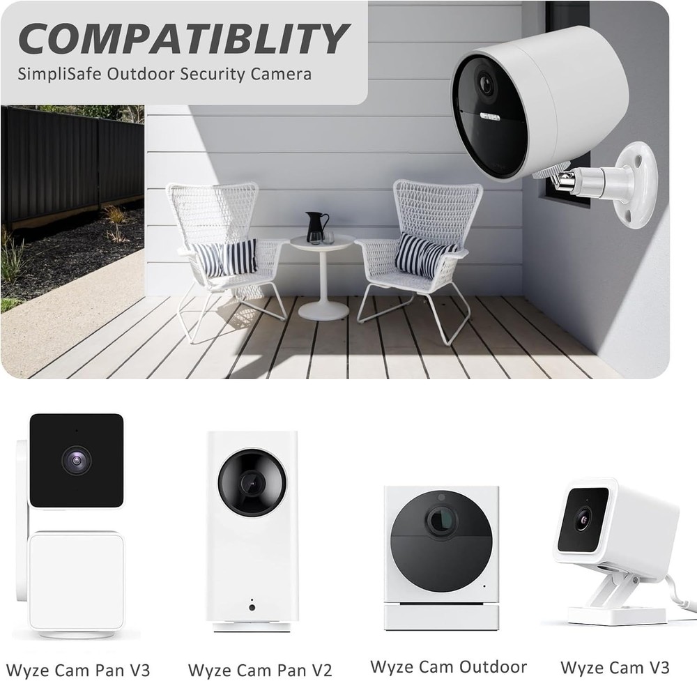 2 Pack Wall Mount Compatible with SimpliSafe Outdoor Security Camera,360°Rotate.