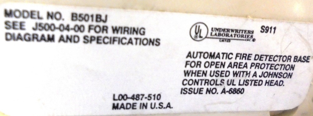 SYSTEM SENSOR SMOKE AND HEAT DETECTOR, B501BJ