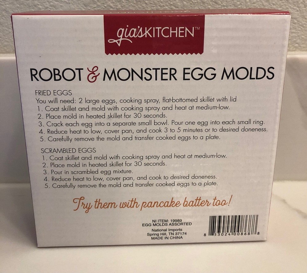 Gia's Kitchen Robot & Monster Egg Molds 2 Piece Set