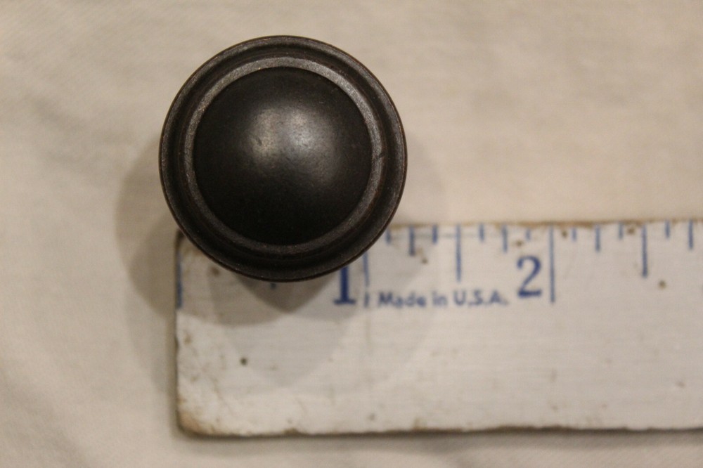 One Vintage Heavy Round Solid Brass or Bronze Cabinet Drawer Pull J-7