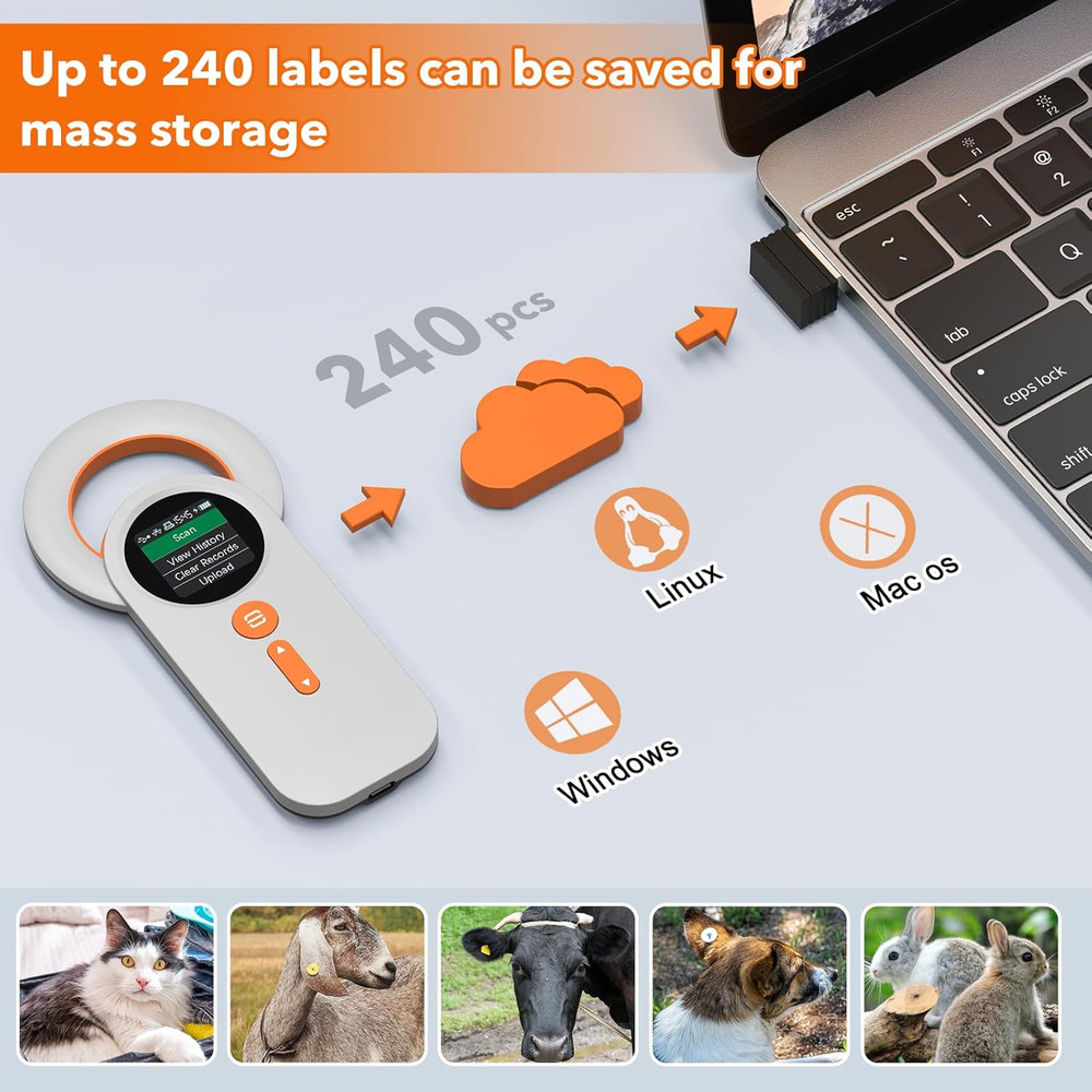Pet Microchip Scanner Rechargeable RFID EMID Micro Chip Reader Scanner (2.4Ghz W