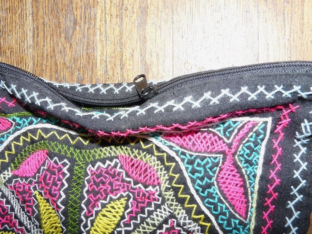 SHIPIBO PERU AMAZON INDIAN LARGE EMBROIDERED BAG #2