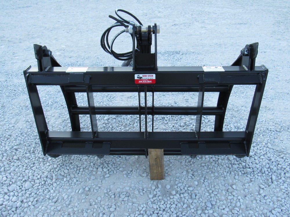 48" Root Rake Clam Grapple and 42" Long Pallet Forks Attachment ComboQuickAttach