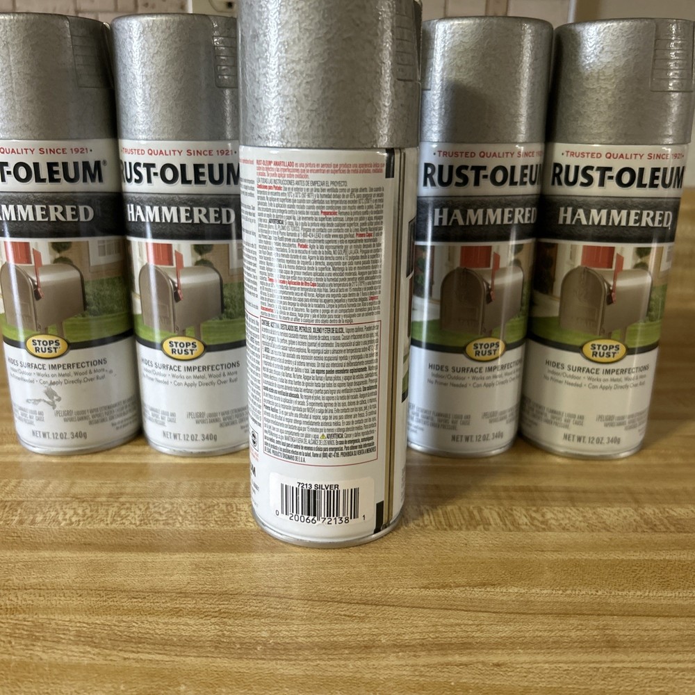 6 Pack Rust-Oleum Stops Rust Hammered Paint Siver