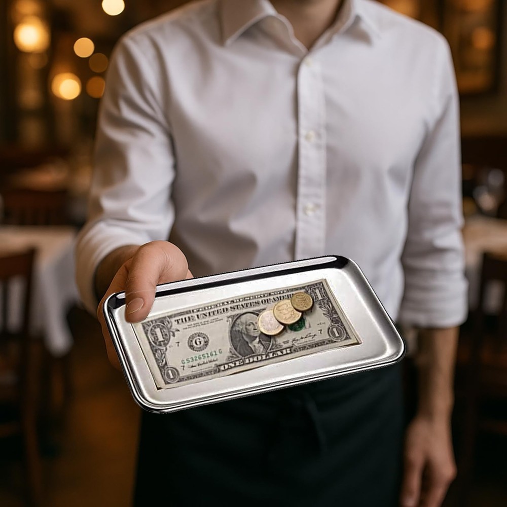 IMEEA Small Silver Tray Rectangular SUS304 Stainless 8" x 4.6" x 0.2",