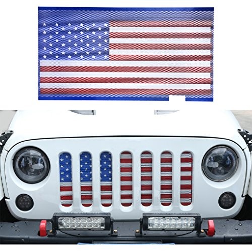 JK Front Grill Mesh Grille Insert Bug Screen US American Flag for 2007-2018