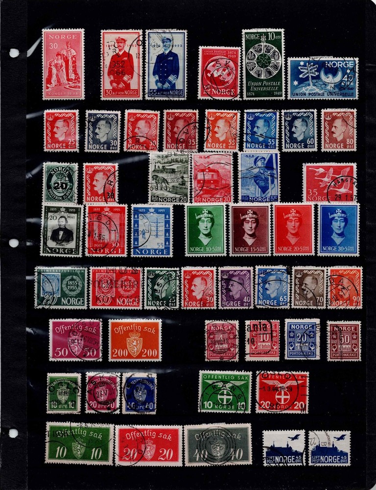 187 Different Stamps from Norway Mint Hinged and Used