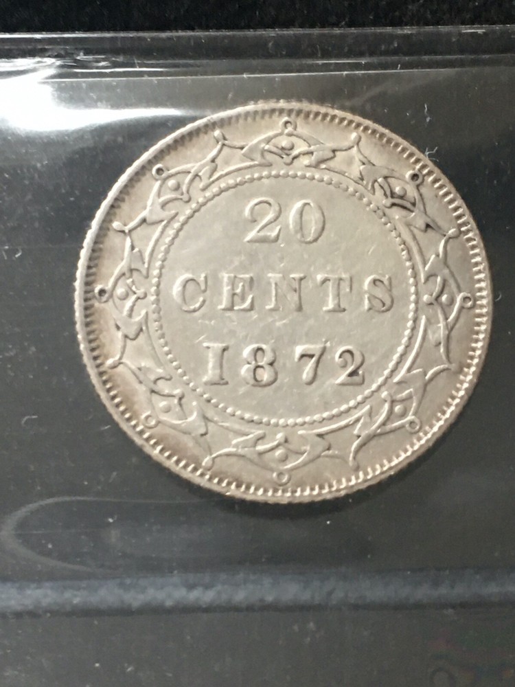 1872H ICCS Graded Newfoundland ¢20 Cent, **VF-30**