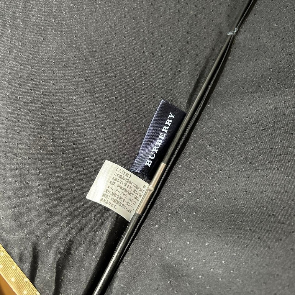 BURBERRY Long Umbrella Black Check Pattern Rain Shield Authentic Rare