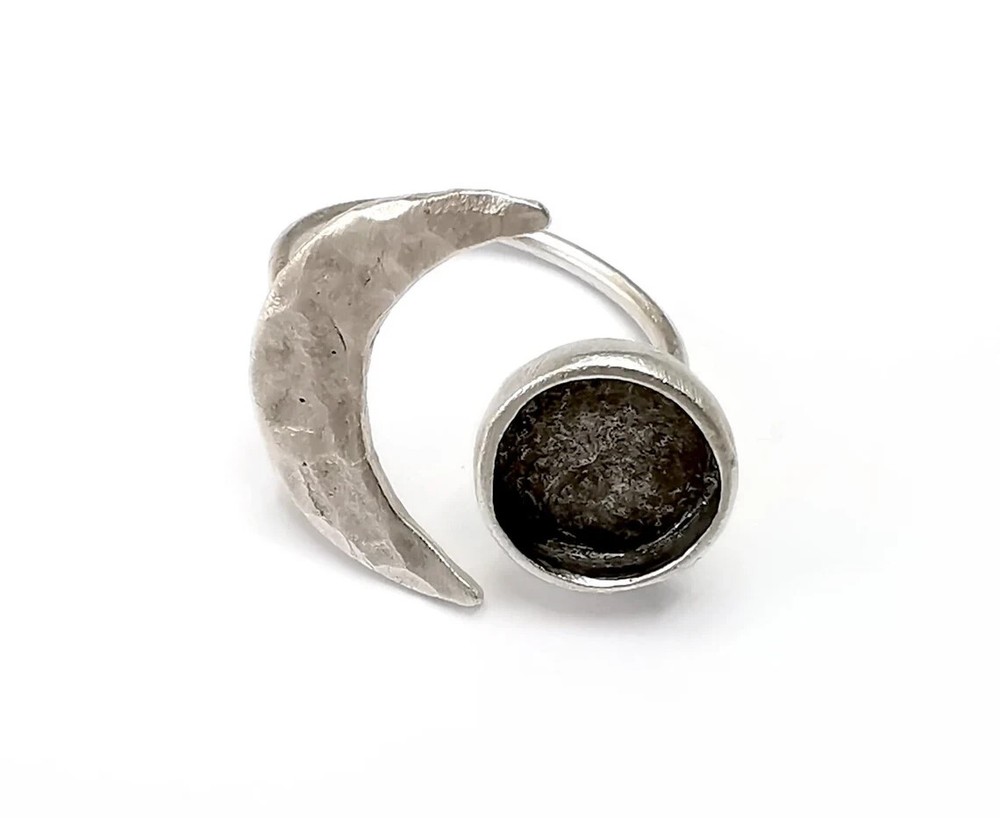 Crescent Moon Silver Ring Blank Base Bezel Settings Cabochon Base Mountings