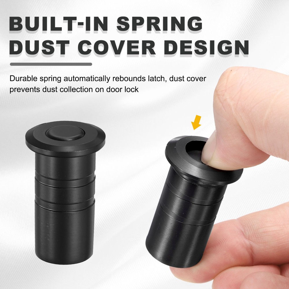 2PCS 0.59" Door Latch Dust Protector, Dust-Proof Sliding Lock Insert, Black