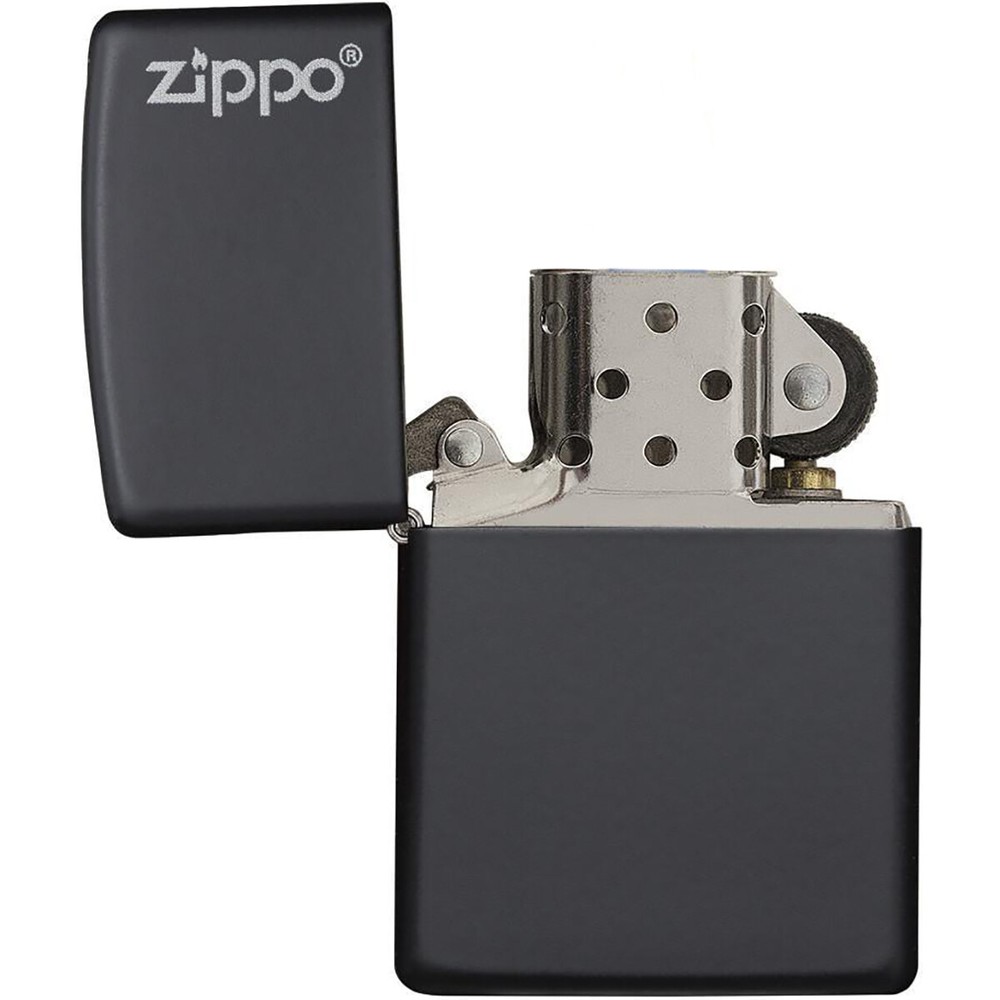 Zippo Logo Matte Pocket Lighter - Black