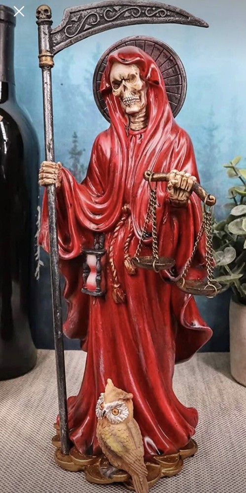 Red Santa Muerte Statue