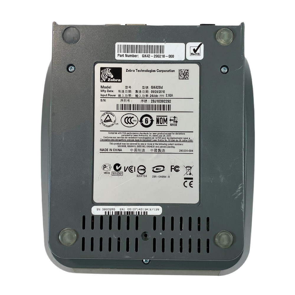TESTED Zebra GK420d Direct Thermal Barcode Label Printer USB Ethernet BUNDLE