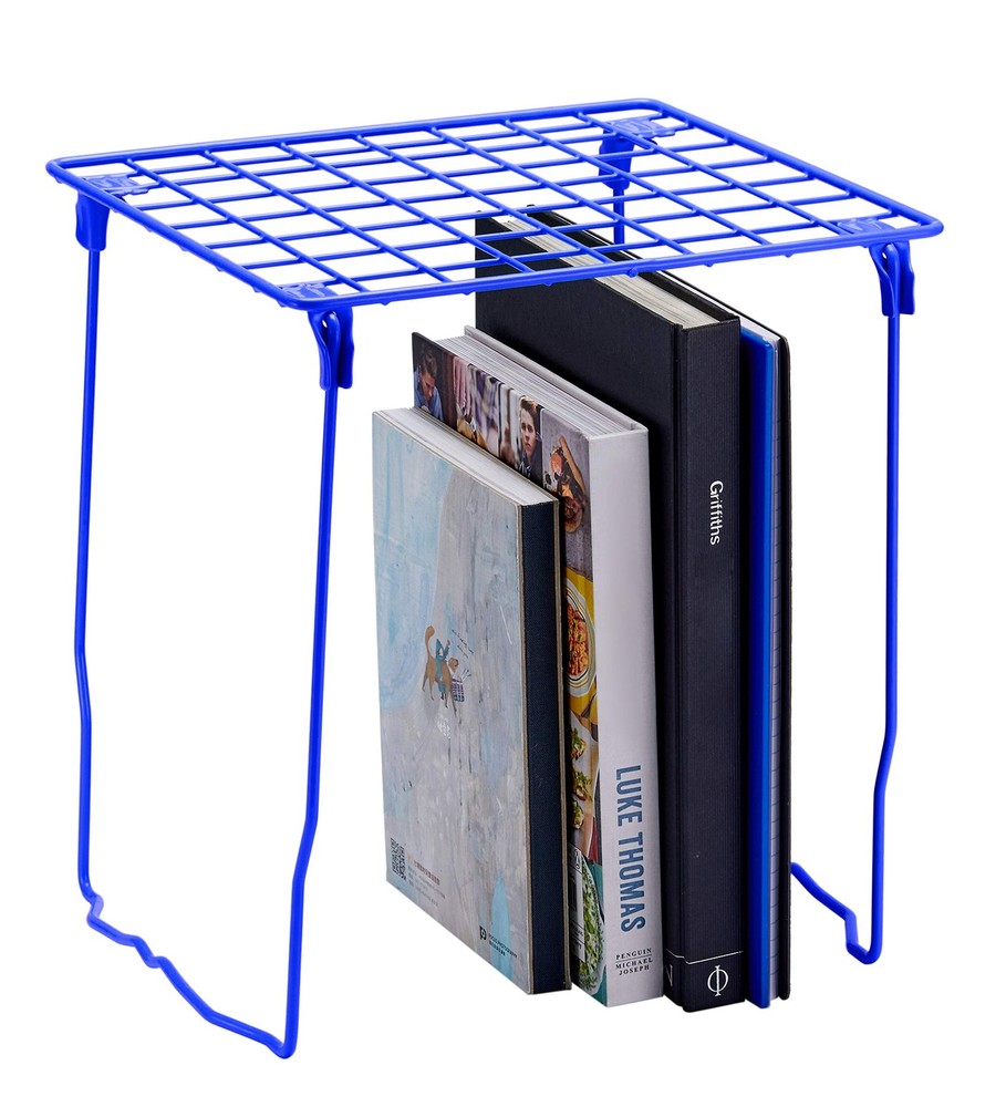 Blue Stackable Locker Shelf Extra Tall 12 Inch Wire Storage Organizer