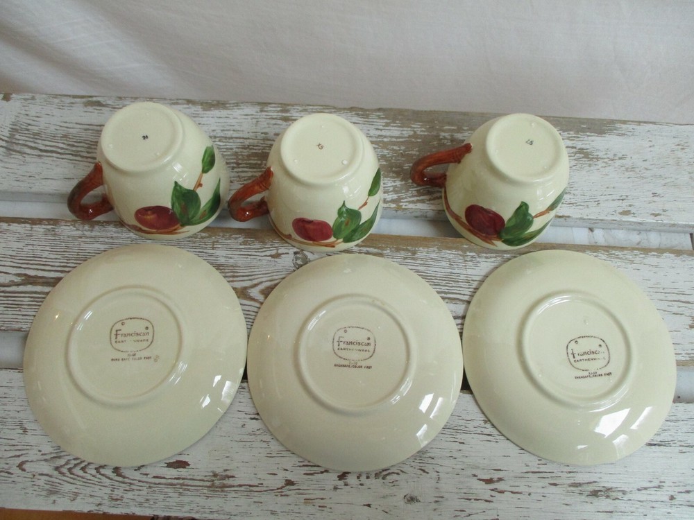 (3) Franciscan USA Cups And Saucers Apple Pattern