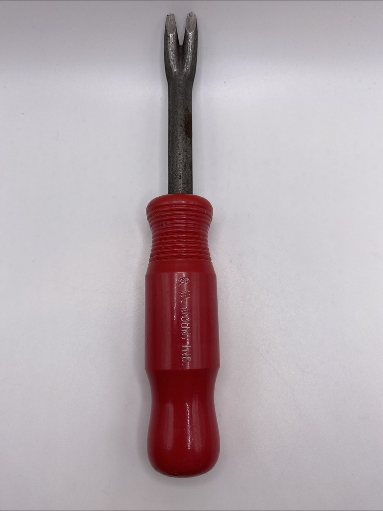Vintage 7" G.W. Mount Upholsterer’s Tack Puller / Hand Tool Red Handle EUC
