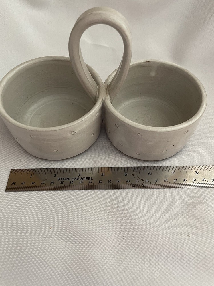 Studio Art Pottery Divided Dish Signed