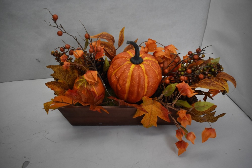 Halloween Fall Leaves Pumpkin Autumn Table Rectangular Bowl Table Home Decor