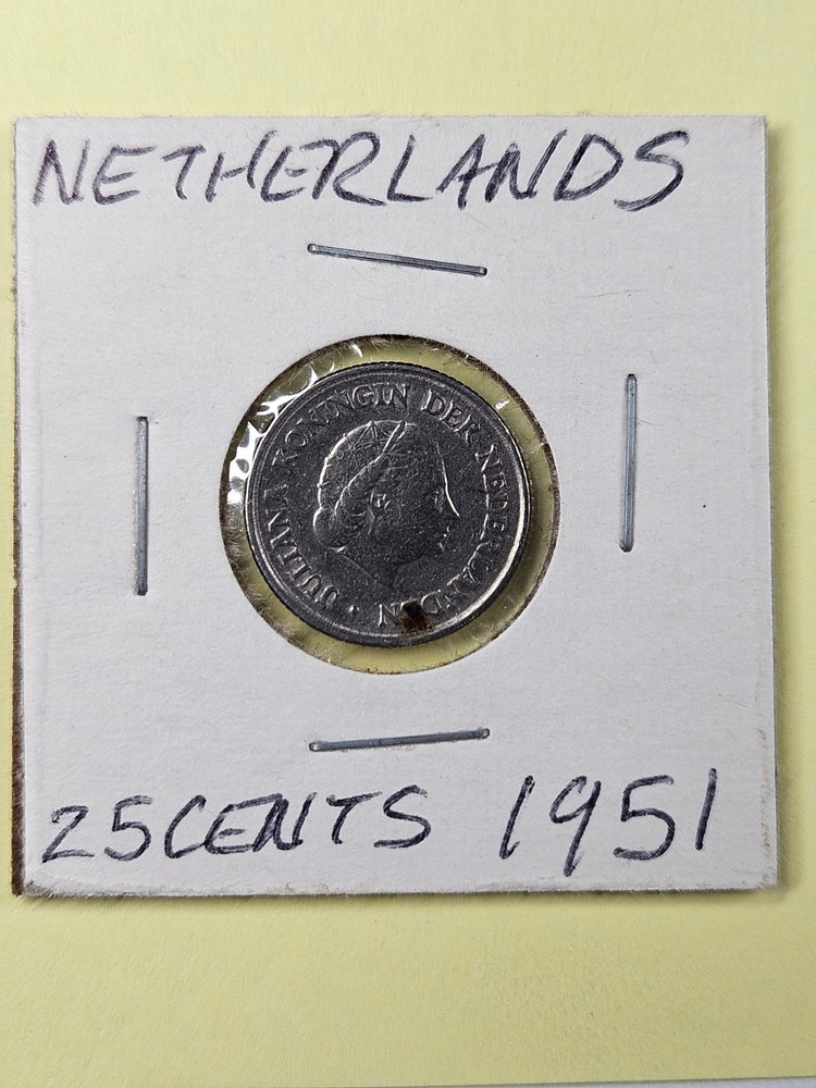 COIN - NETHERLANDS - 25 CENTS 1951