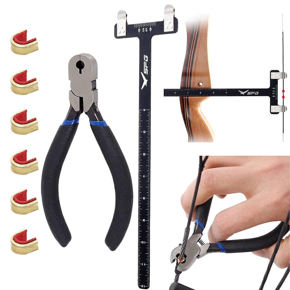 Archery Bow String Nocking Points Pliers with T Shape Turning Bow Square Ruler