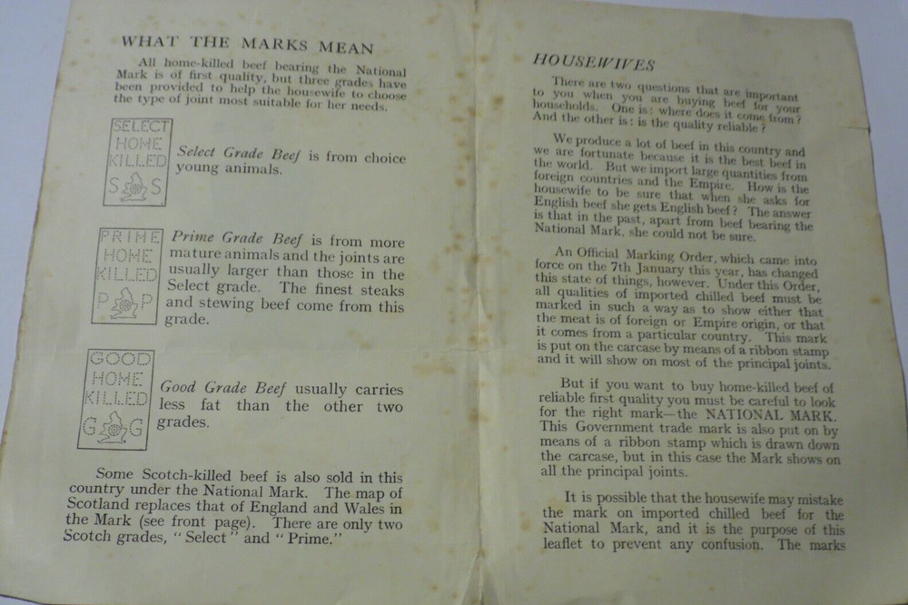 1930's National Mark Beef leaflet for housewives