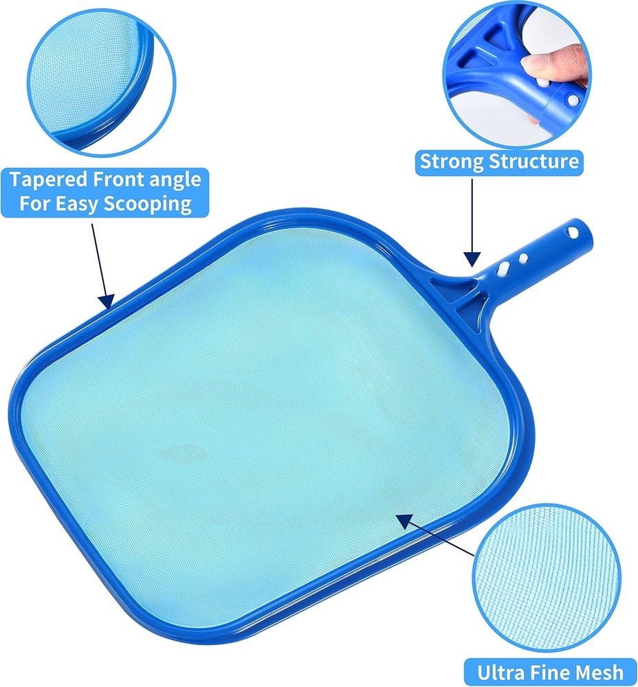 Pool Skimmer Net Fine Mesh Leaf Cleaner Reinforced Frame Spa Cleaning Tool