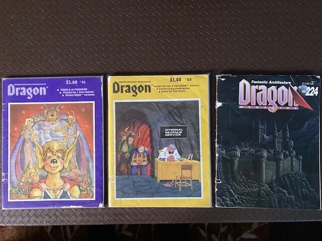 Dragon Magazine #46 , #48, #224 D&D TSR