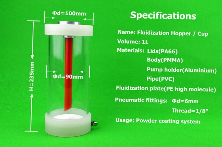 New Electrostatic Powder Coating System Fluidization Hopper Cup 1L and IG06 Pump