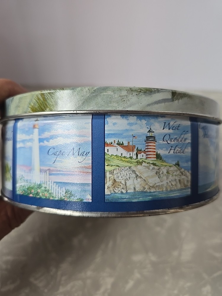 7" Lighthouse Cookie Tin.