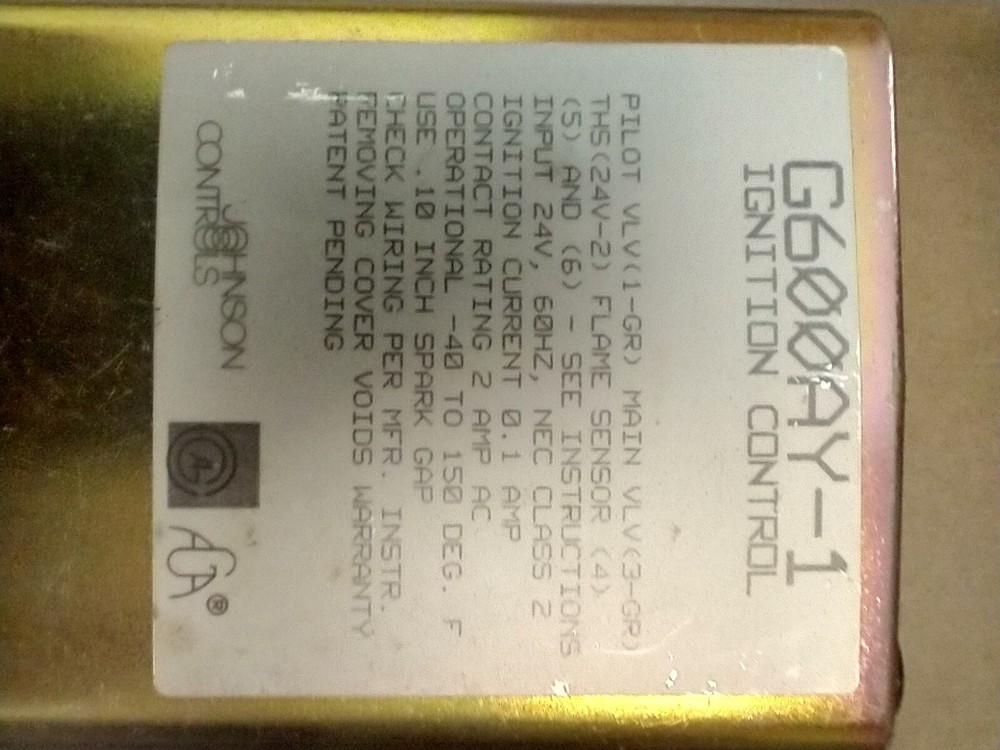 Johnson Controls G600AY-1   Ignition Control 24VAC