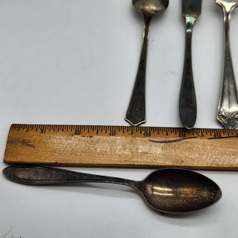 Antique Silverplate Lot Serving & Dinner Fork/Cheese Knife/Teaspoon TARNISHED