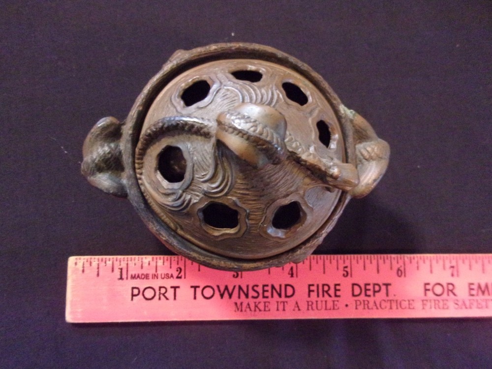 VINTAGE BRONZE DRAGON INCENSE BURNER HOLDER
