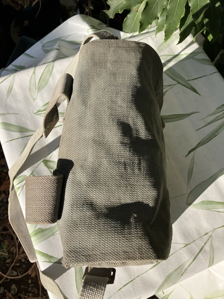 British RAF 37 Pattern Small Pack & Shoulder Strap Satchel Bag Grey Webbing 1952