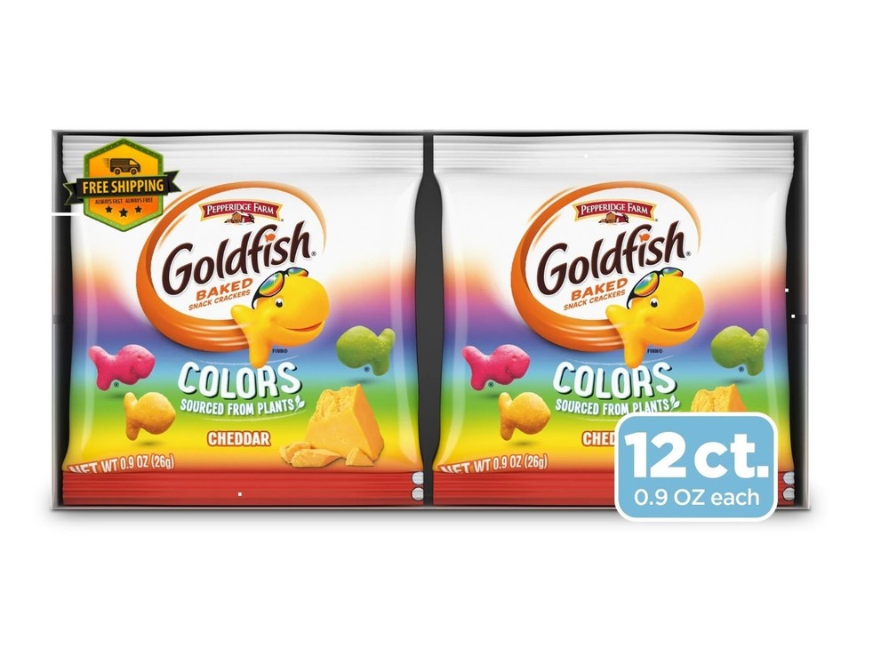 Goldfish Colors Crackers Snack Pack, 0.9 oz, 12-Pack Multi-Pack Tray