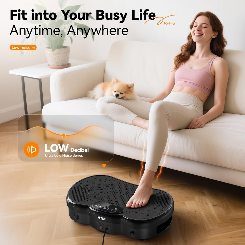 HTM Vibration Plate Exercise Machine - 300 lbs Weight Capacity, 120 Speed Lev...
