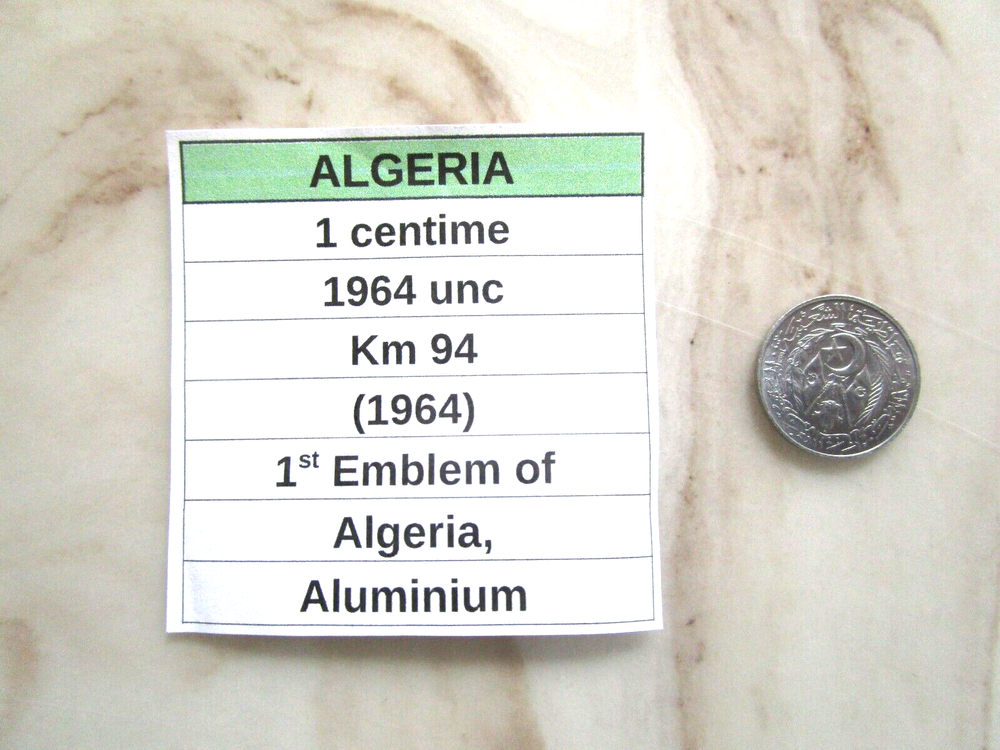 ALGERIA, 1 centime, 1964 unc, Km, 94 (1964)