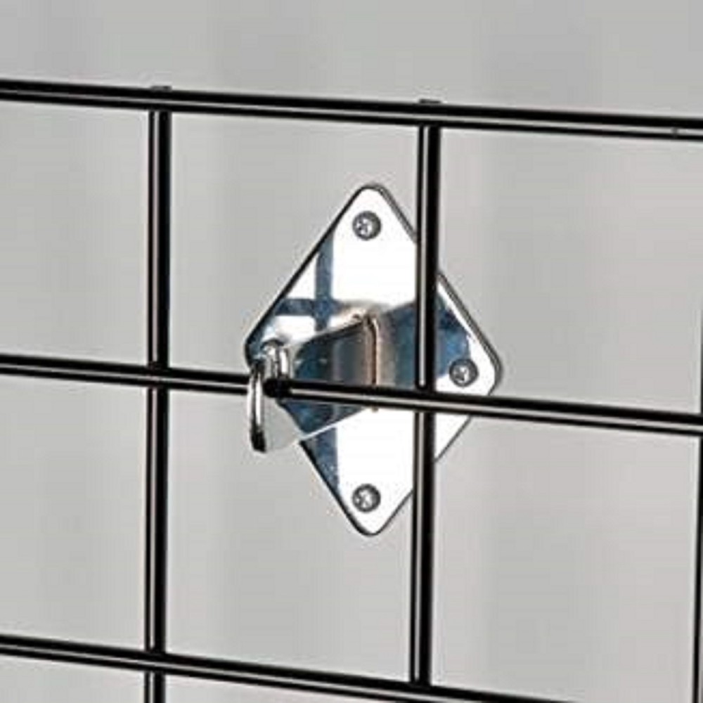 Gridwall Wall Mount Bracket - Grid Panel Mounting Brackets - Chrome - 8 Pieces