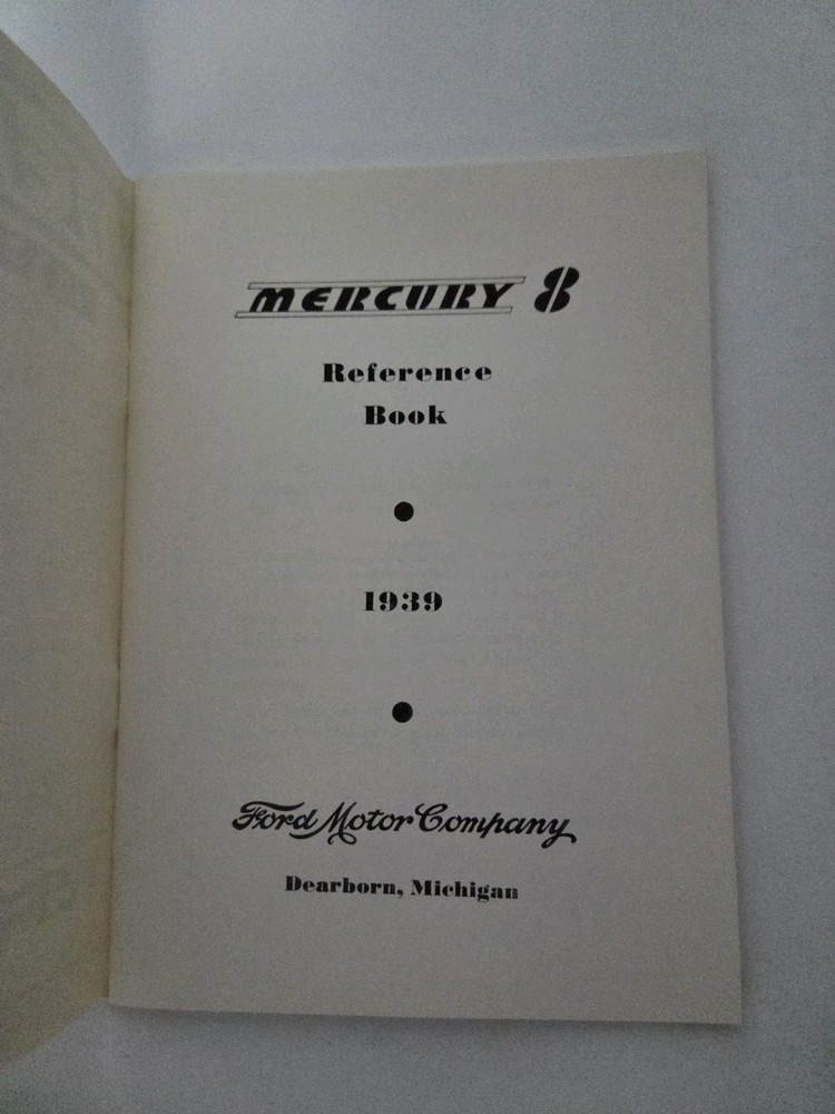 Mercury 1939 Owners Operators Manual Reference Book All Models