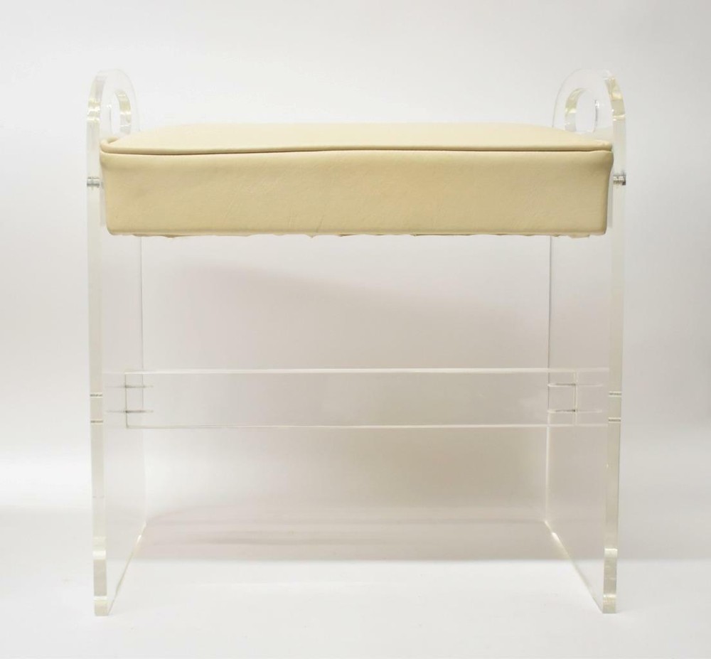 Postmodern Lucite Naugahyde Vanity Stool